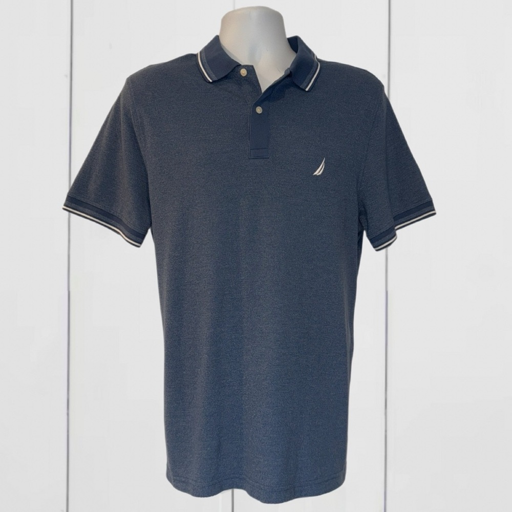 Nautica Men’s Polo Shirt Blue Size Large Cotton Blend